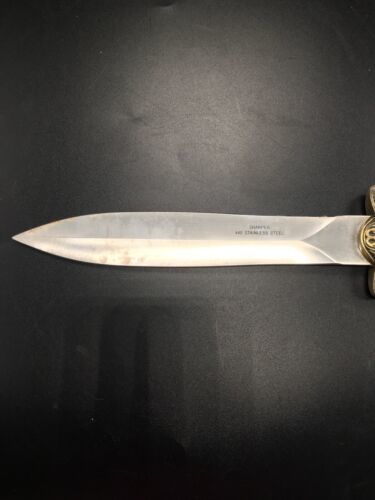 Heritage Forge Vintage Handmade Damascus Stainless Steel Bowie Knife with Brass Guard and Stag handle– 12 Inch Hunting Dagger