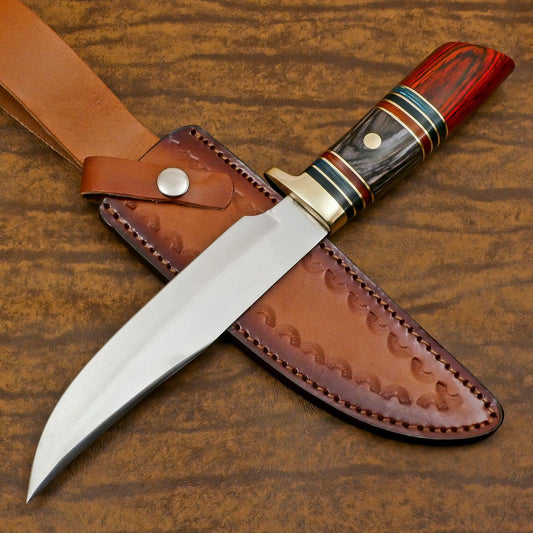 Custom Handmade D2 Steel Full Tang Bowie Knife | Hunting & Camping Tool