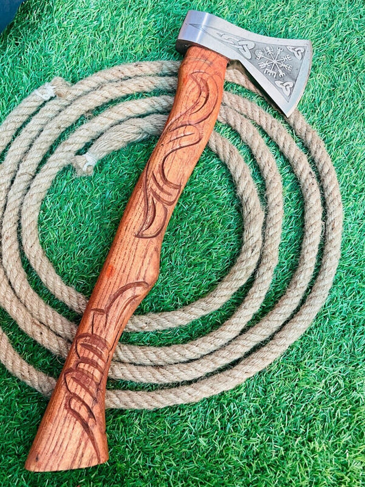 Hand Forged Carbon Steel Viking Bearded Tomahawk Hatchet for Camping