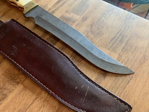 Heritage Forge Large Damascus Bowie Knife with Antler Handle – 9.5" Blade