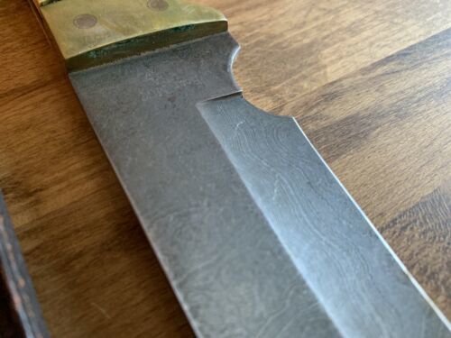 Heritage Forge Large Damascus Bowie Knife with Antler Handle – 9.5" Blade