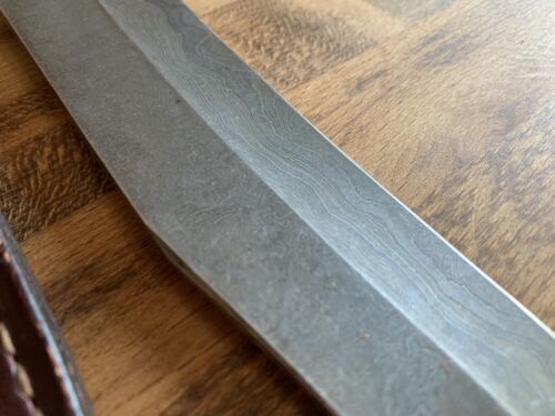 Heritage Forge Large Damascus Bowie Knife with Antler Handle – 9.5" Blade