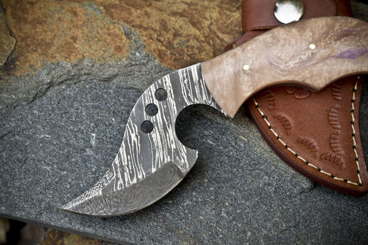 Hand Forged Twist Damascus Skinner Knife with Micarta Handle – Hunter’s Gift