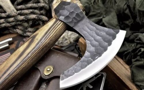 Custom Handmade Viking Hatchet High Carbon Steel Tomahawk Axe with Rosewood Handle and Leather Sheath