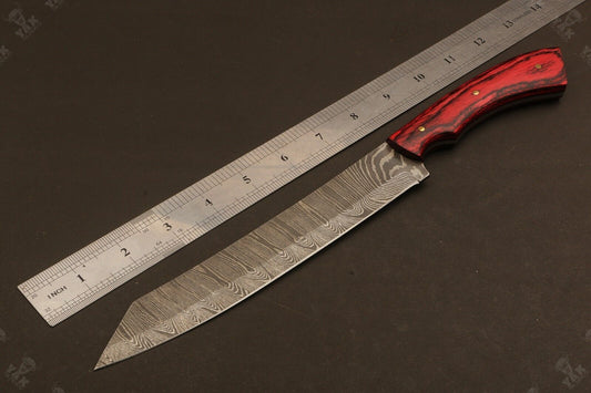 13" Hand Forged Ladder Damascus Steel Brisket Fillet Knife – Custom Kitchen & Chef Knife