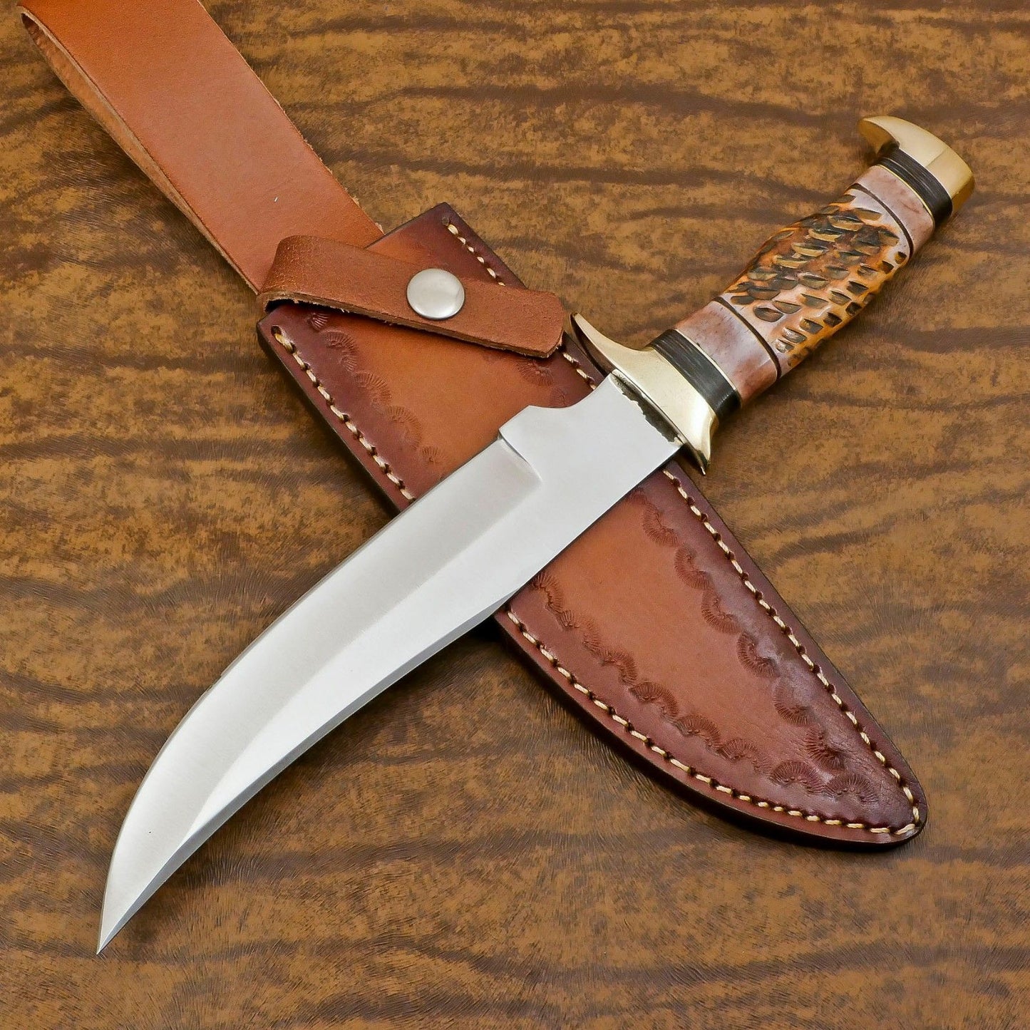 Custom Handmade 12 Inch D2 Steel Blade Hunting Bowie Camping Knife – Full Tang Outdoor Survival Blade