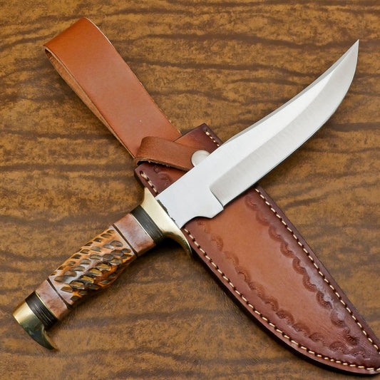 Custom Handmade 12 Inch D2 Steel Blade Hunting Bowie Camping Knife – Full Tang Outdoor Survival Blade