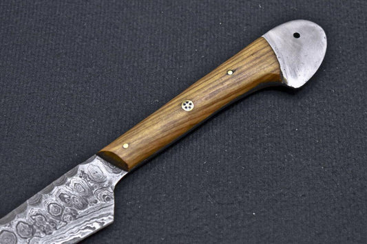 Custom Handmade Damascus Steel Chef Knife – Professional Kitchen Knife with Olive Wood Handle