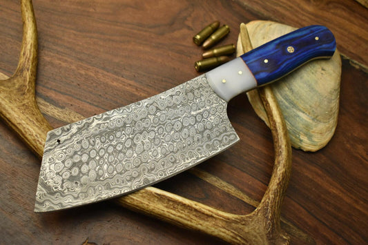 Custom Hand Made Damascus Steel Chef Chopper Knife – 12" Kitchen Full Tang Blade