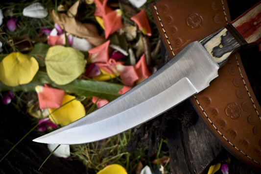 11.5" Custom Hand Forged Skinner Knife | AUS-8 Steel Blade | Hard Wood Handle Hunting Knife with Sheath