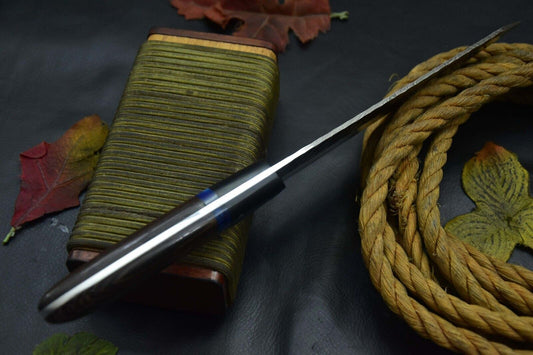 Custom Hammered Damascus Steel Chef Knife Handmade, Vengai Wood Handle, Ladder Pattern Blade