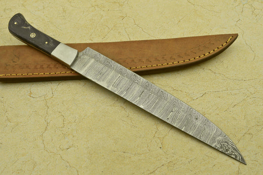 Handmade Damascus Steel Kitchen Chef Knife with Natural Wood Handle – Forged Blade