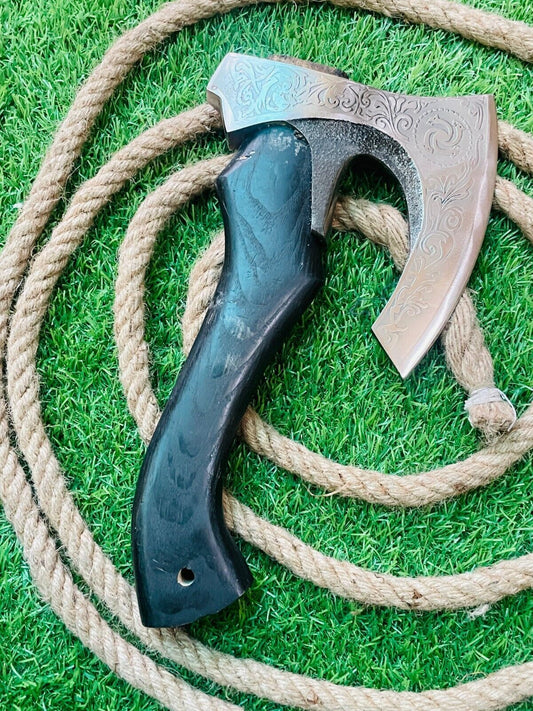 Hand Forged Bearded Viking Tomahawk Carbon Steel Hatchet with Leather Sheath