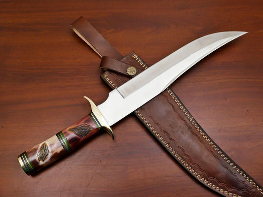 12" Handmade D2 Steel Fixed Blade Bowie Knife – Clip Point Full Tang Hunting & Survival Knife