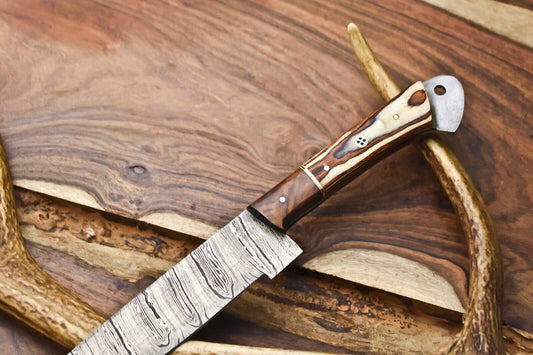 12" Handmade Damascus Steel Chef Knife – Full Tang, Hand Forged Kitchen Blade