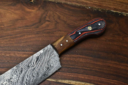 Hand Forged Damascus Steel Chef Chopper Knife – Custom Handmade Full Tang