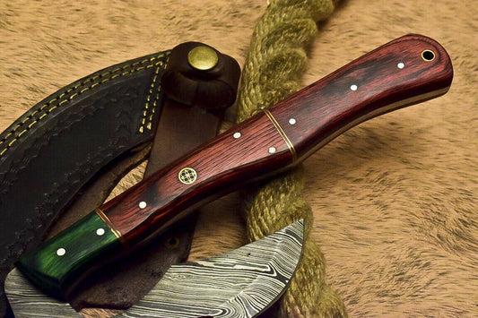 Damascus Full Tang Cleaver Chopper Tomahawk Axe Knife with Wood Handle