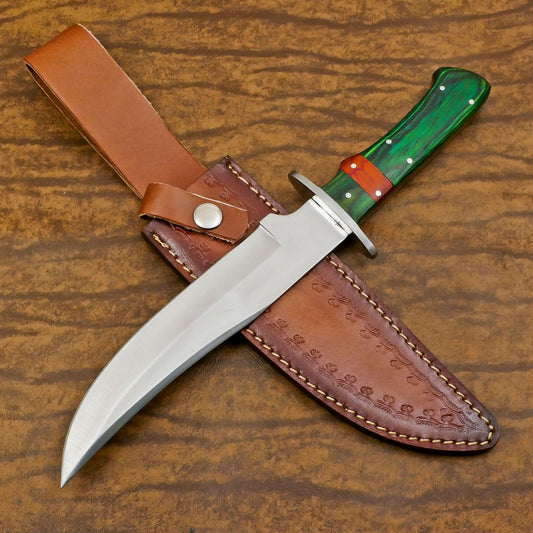 Handmade 12 Inch D2 Steel Full Tang Bowie Hunting Knife – Pakka Wood Handle Survival Blade