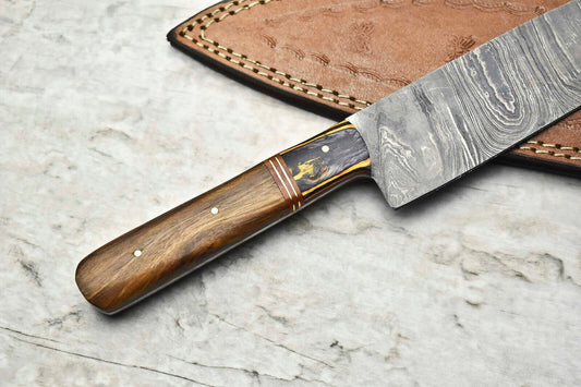 "Hand-Forged Damascus Steel Chef Knife – Full Tang Custom Sport Blade"