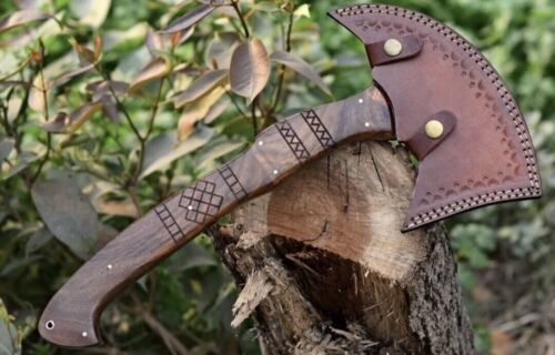 Handmade Viking Eagle Art Hatchet 16 Inch Carbon Steel with Wood Handle