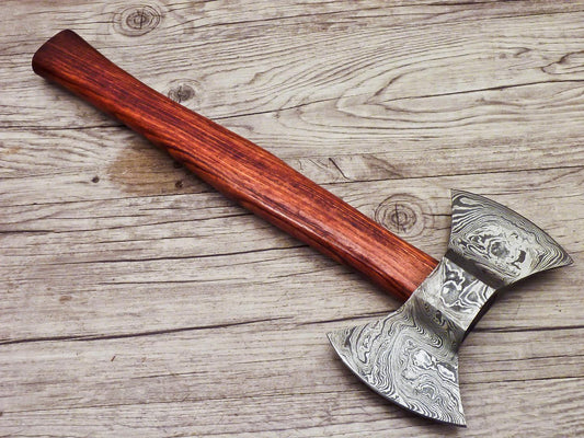 Handmade Damascus Steel Double Edge Blade Knife with Unique Design 15 Inch