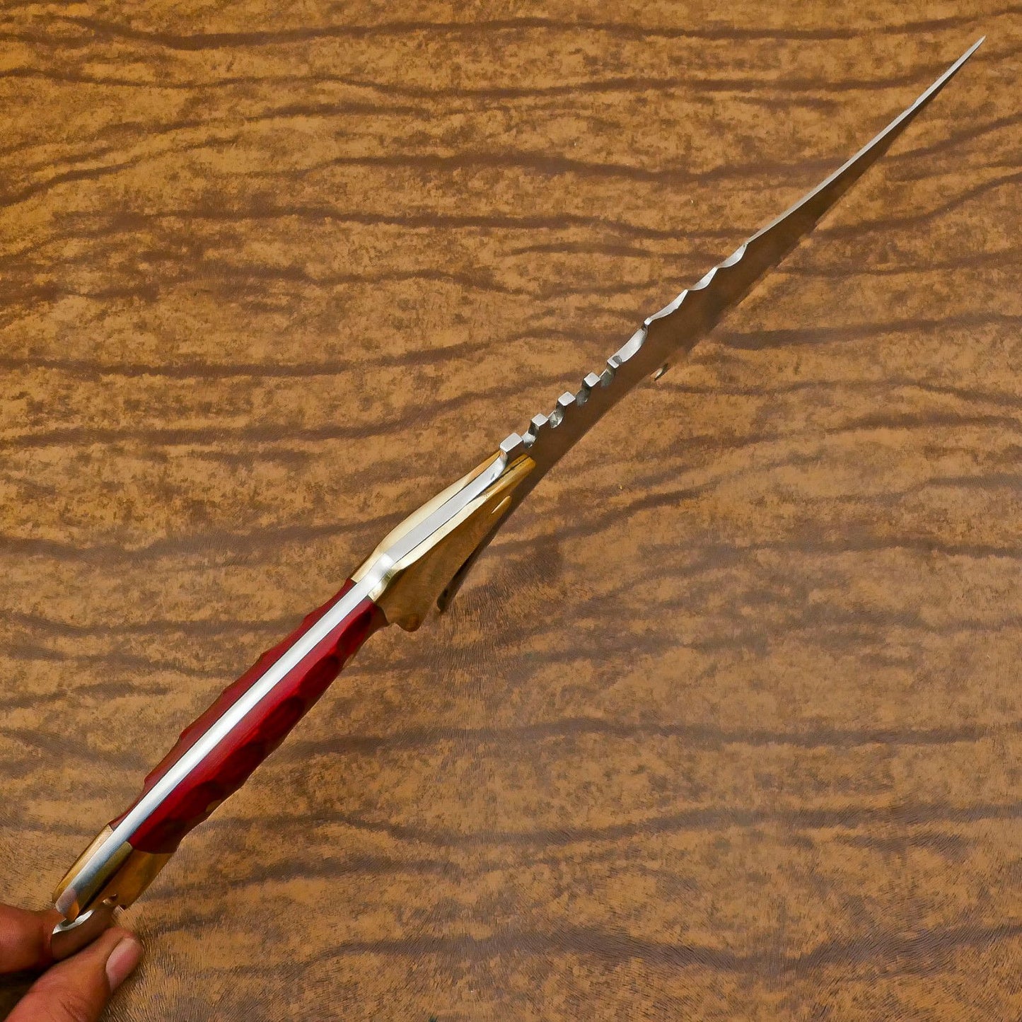 Forged D2 Bowie Knife | 12-Inch Hunting & Camping Blade with Pakka Wood Handle