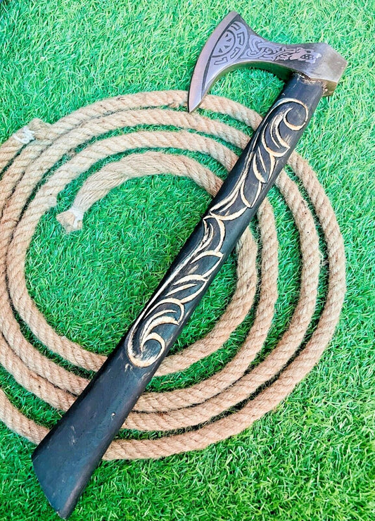 Handmade Viking Tomahawk 22 Inch Carbon Steel Axe with Natural Wood Handle