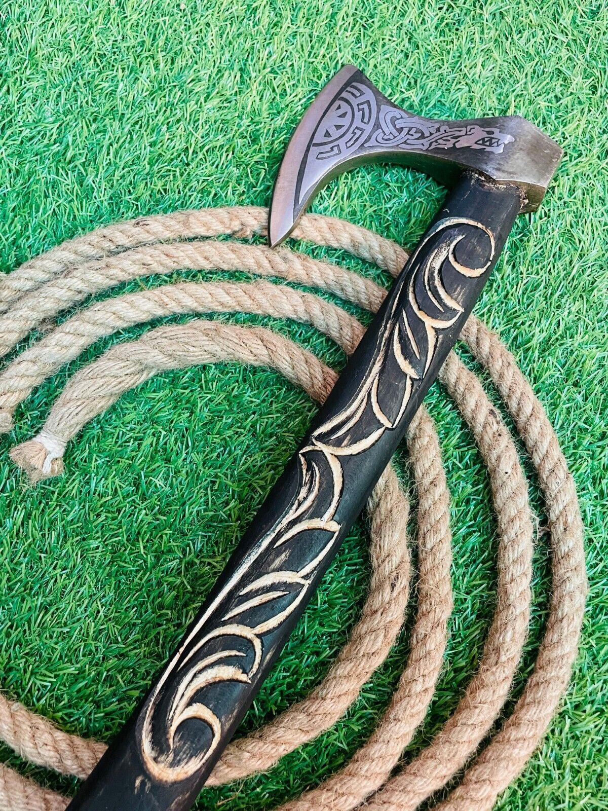 Handmade Viking Tomahawk 22 Inch Carbon Steel Axe with Natural Wood Handle