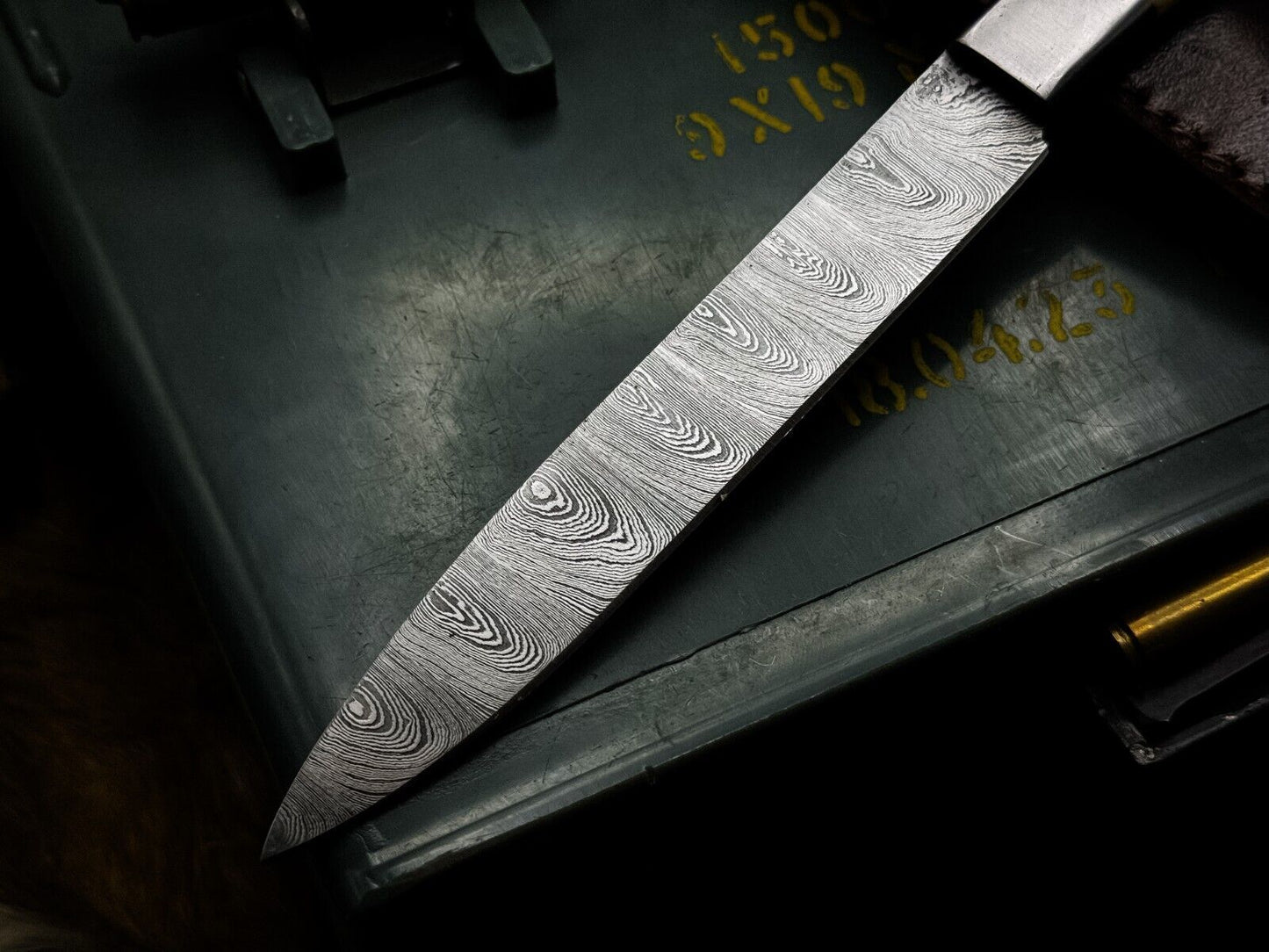 Heritage Forge Handmade Damascus Steel Chef Knife Bone Handle Hunting Knife