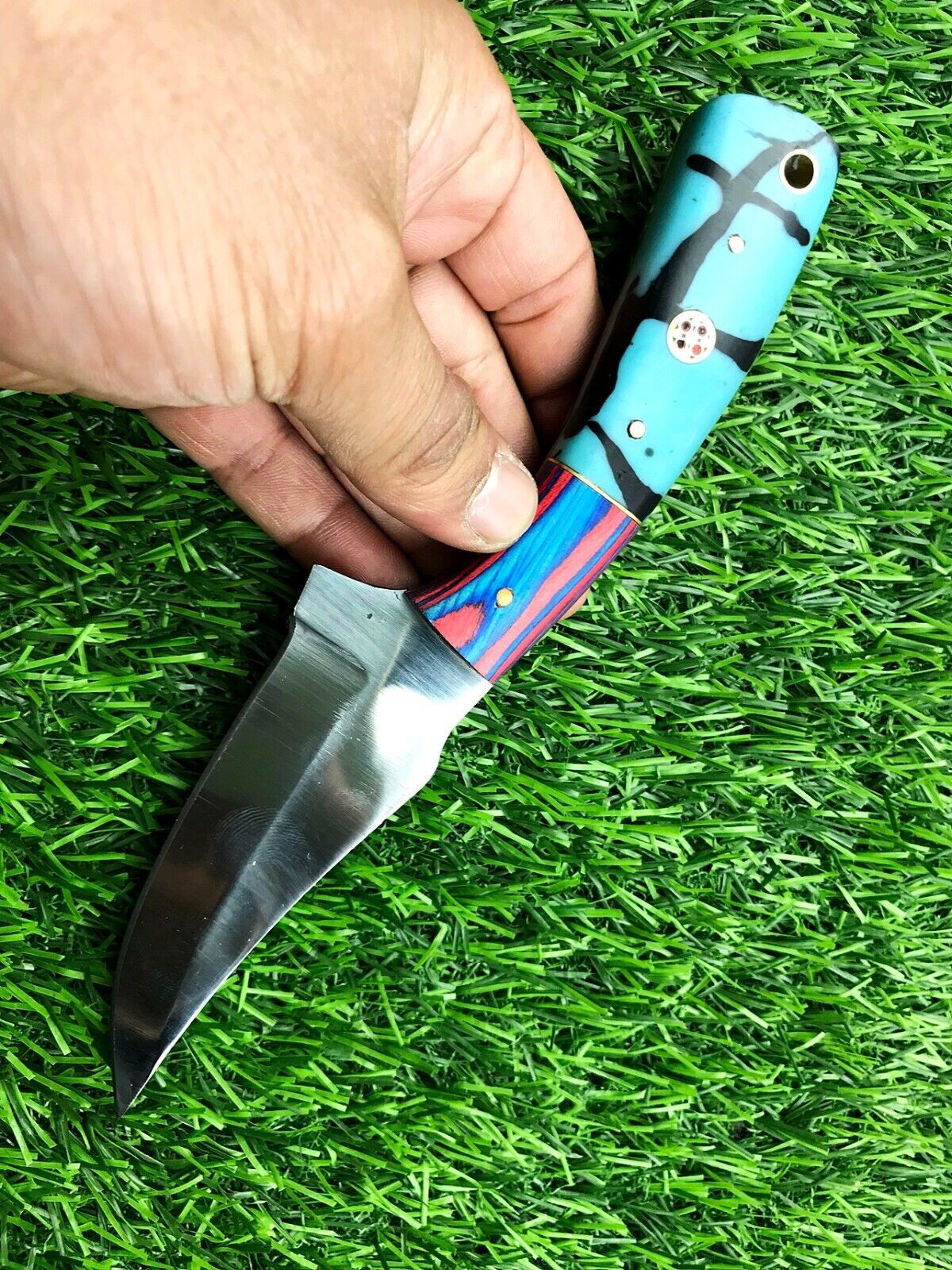 8" Handmade Stainless Steel Bowie Knife – Compact Survival Hunting Blade with Leather Sheath
