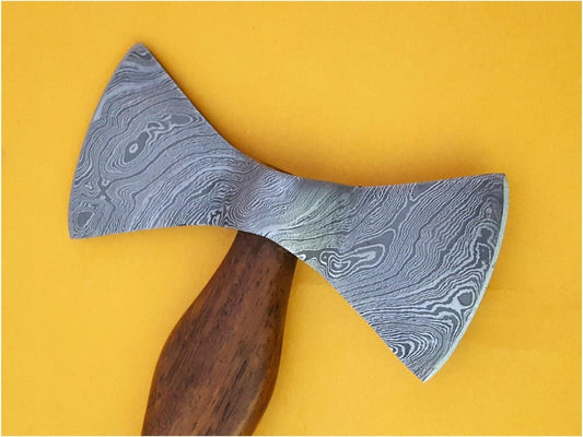 Custom Hand Forged Damascus Steel Axe With Rose Wood Handle