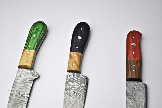 Lot Of 3 Custom Handmade Damascus Steel Chef Knife Set – Professional Kitchen Knives