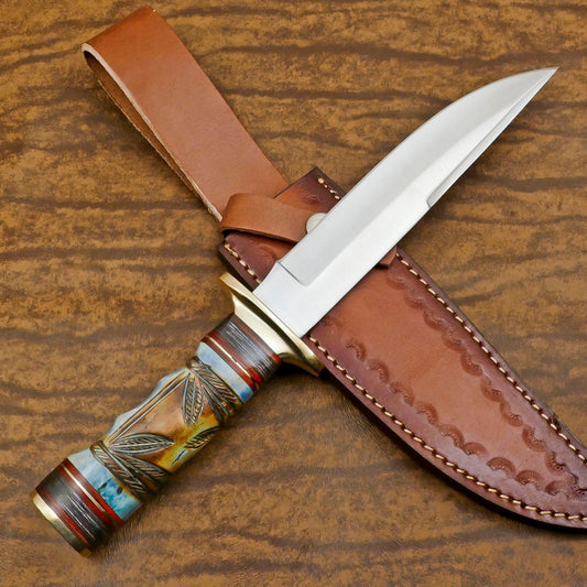 Custom Handmade 12 Inch D2 Steel Hunting Bowie Outdoor Knife – Full Tang Survival Blade