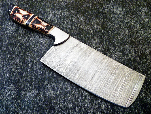 12" Professional Handmade Damascus Steel Chef Chopper Knife with Camel Bone Handle