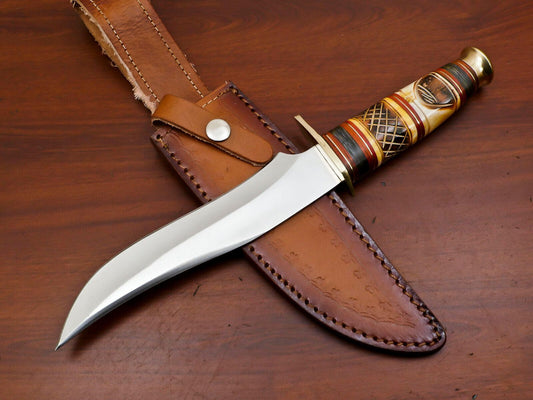 12" Handmade D2 Steel Bowie Knife – Clip Point Full Tang Fixed Blade Hunting & Survival Knife