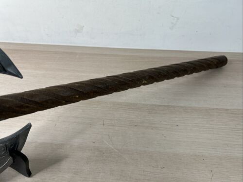 25 Inch Double Headed Viking Battle Axe Hand Forged Steel Blades with Carved Wooden Handle and Leather Sheath