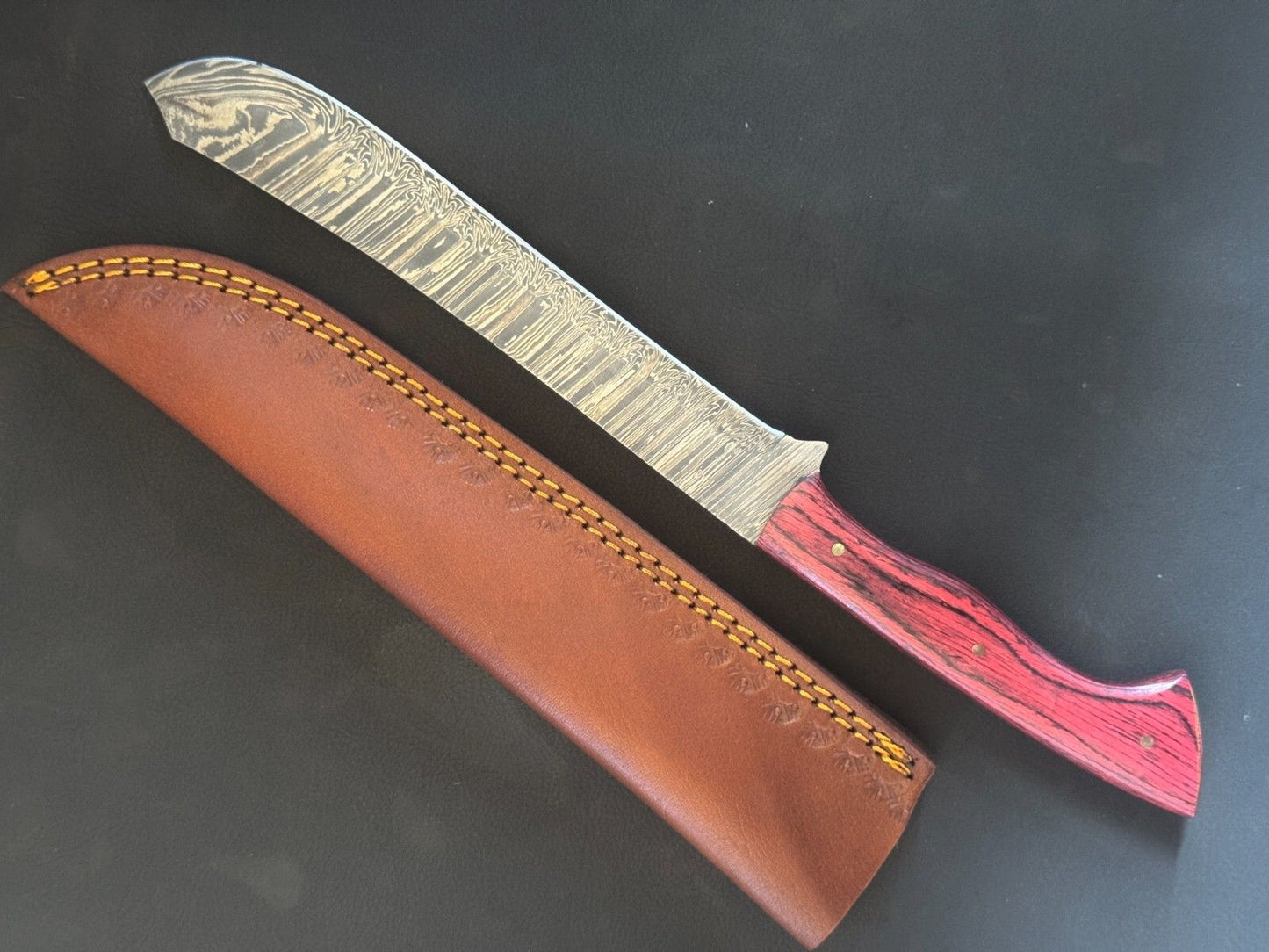 13" Handmade Damascus Fillet Knife Custom Fillet Knife with Pakka Wood Handle