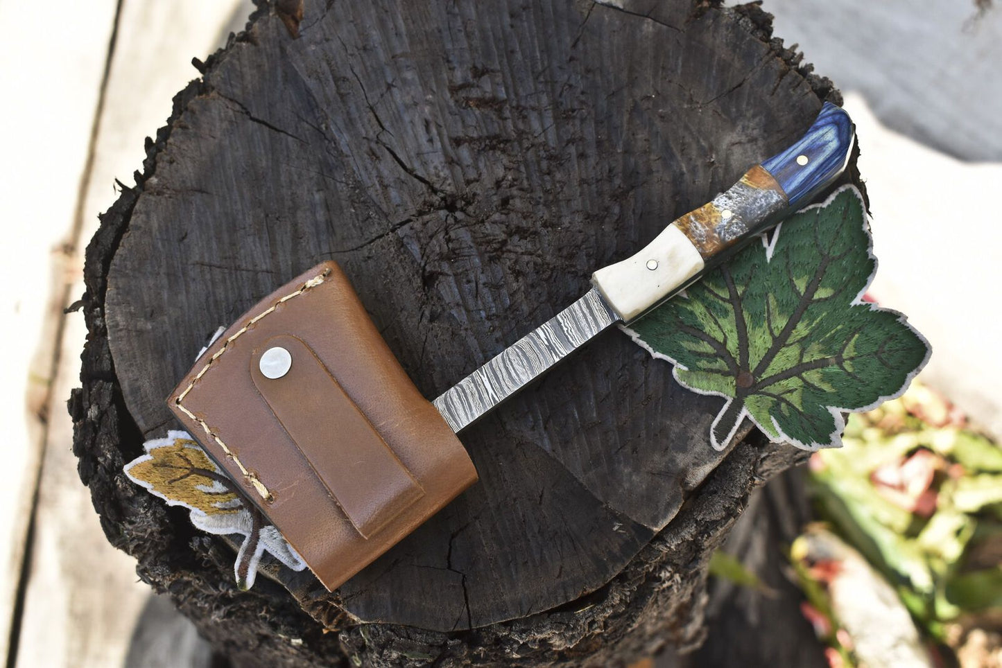 Hot Item Clever Chopper Axe Knife – Twist Damascus Mixed Material Handle 7.5 Inch