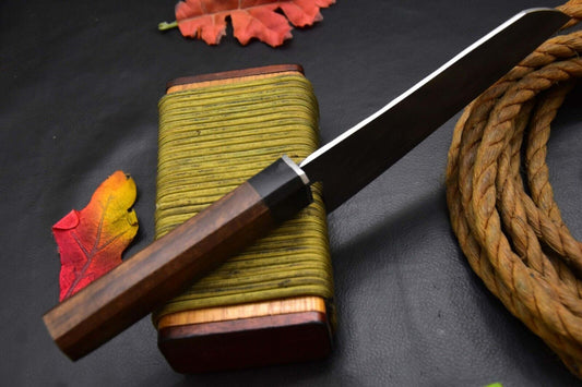 Custom San Mai Damascus Steel Chef Knife Handmade – Walnut & Horn Handle