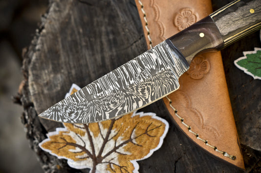 Twist Damascus Skinner Knife Hardwood Handle Micarta Bolster Hunting Gift