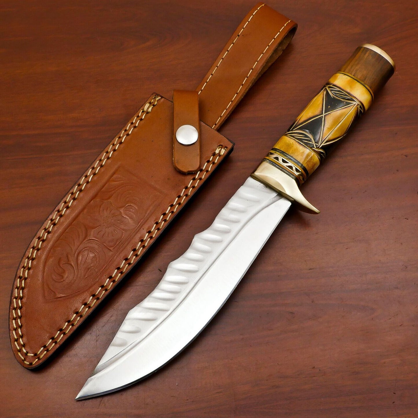 Hand Forged 12 Inch D2 Clip Point Fixed Blade Hunting Bowie Knife
