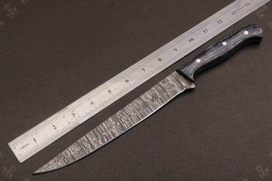 13" Handmade Damascus Fillet Knife Fire Damascus Steel Fillet Knife With Pakka Wood Handle