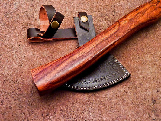 Hand Forged Damascus Steel Axe with Natural Wood Handle | Custom 15 Inch Damascus Axe