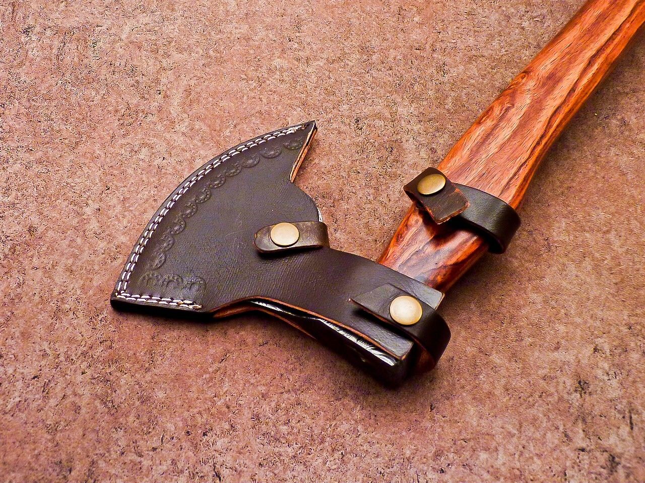 Hand Forged Damascus Steel Axe with Natural Wood Handle | Custom 15 Inch Damascus Axe