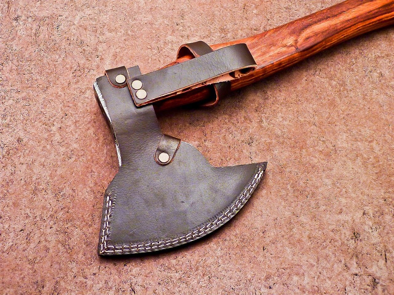 Hand Forged Damascus Steel Axe with Natural Wood Handle | Custom 15 Inch Damascus Axe