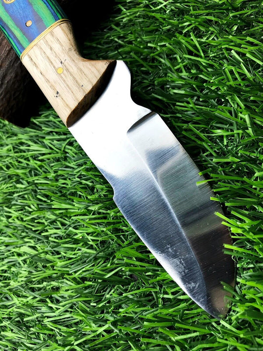 9" Handmade Stainless Steel Skinner Knife – Survival Blade with Leather Sheath