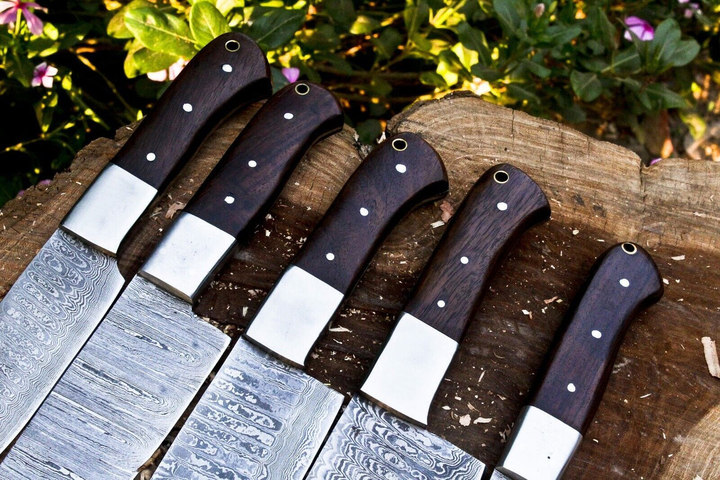 Handmade Damascus Steel BBQ Kitchen Chef Knife Set | 384 Layers, Cowhide Sheaths