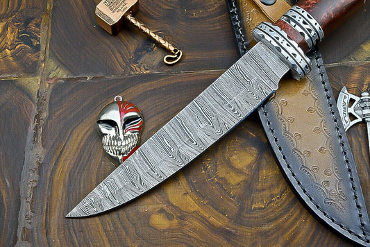 Heritage Forge 12 Inch Custom Damascus Steel Bowie Knife with Resin Handle