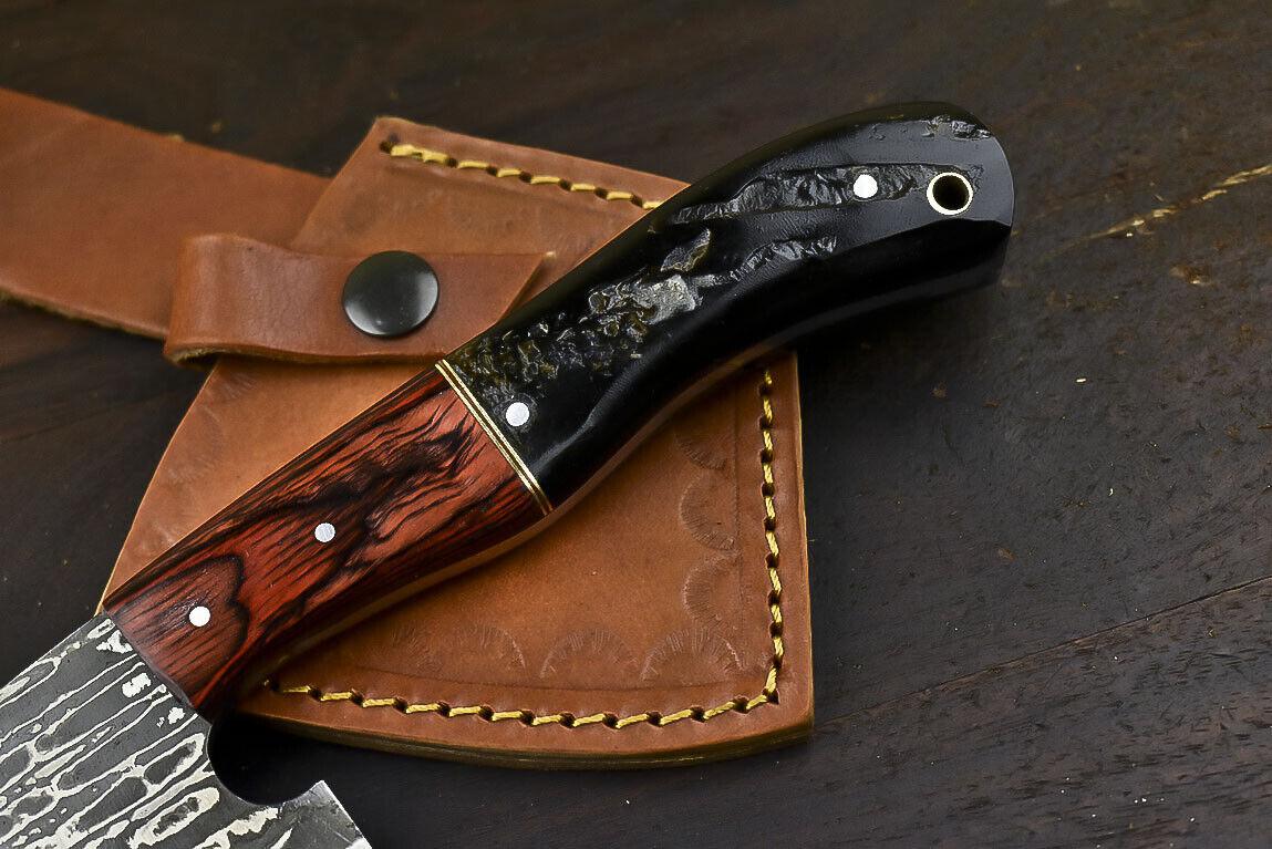 Handmade Forged Damascus Hunting Clever Chopper Axe Knife– 8.6 Inch