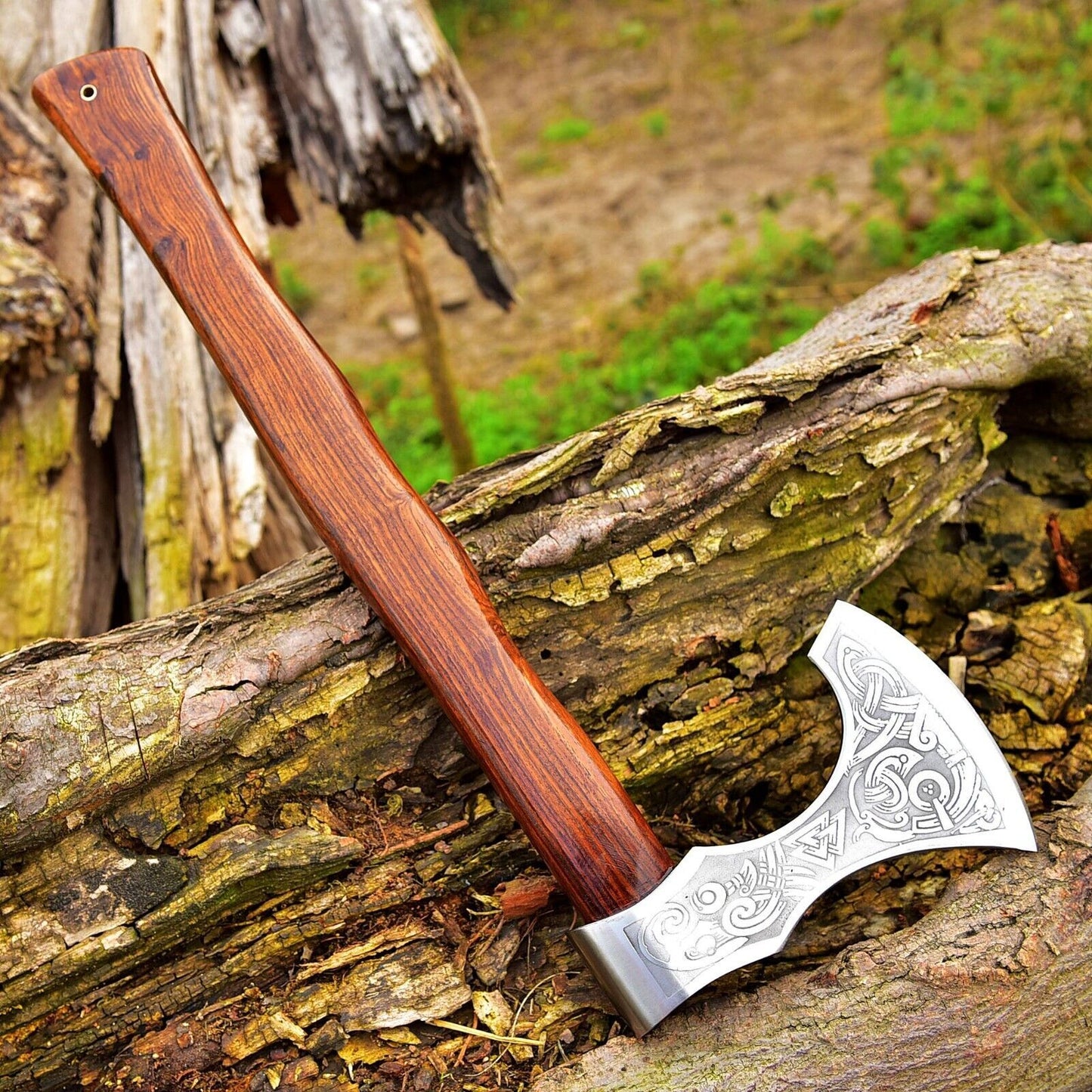 Hand Forged 1095 High Carbon Steel Viking Axe – Tomahawk, Hatchet & Bearded Combat Axe